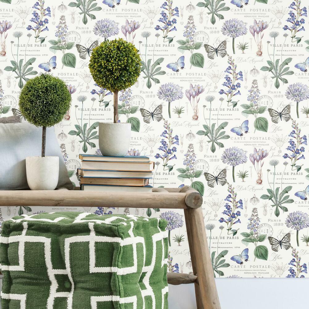 Butterfly Botanical Peel and Stick Wallpaper RMK11763RL-Exeter Paint Stores