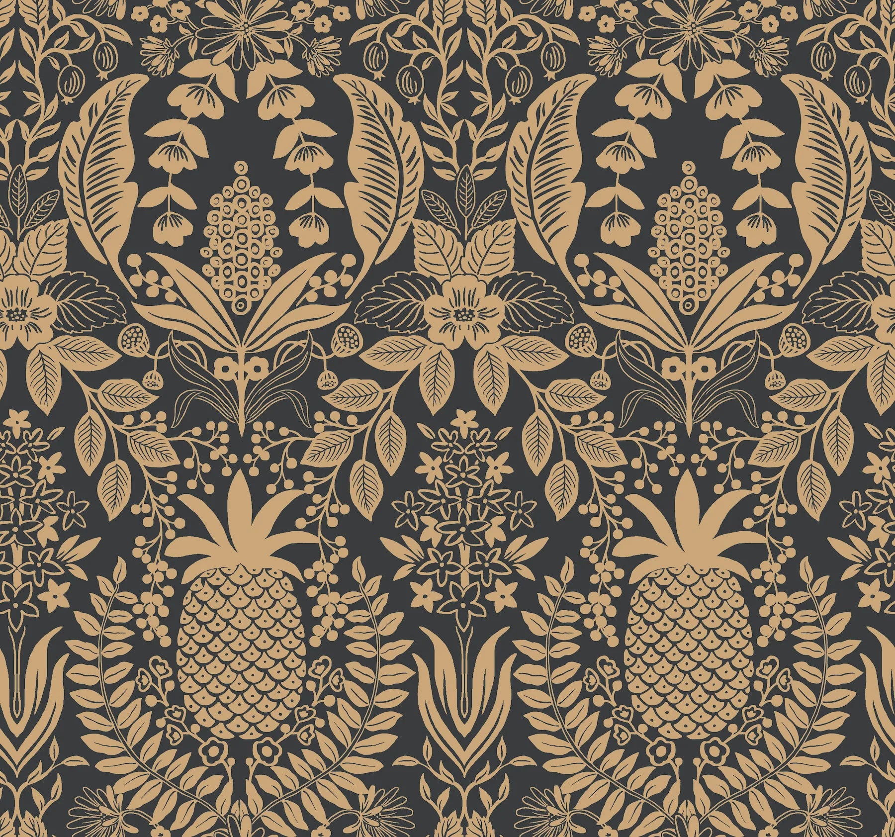 Pineapple Damask Wallpaper