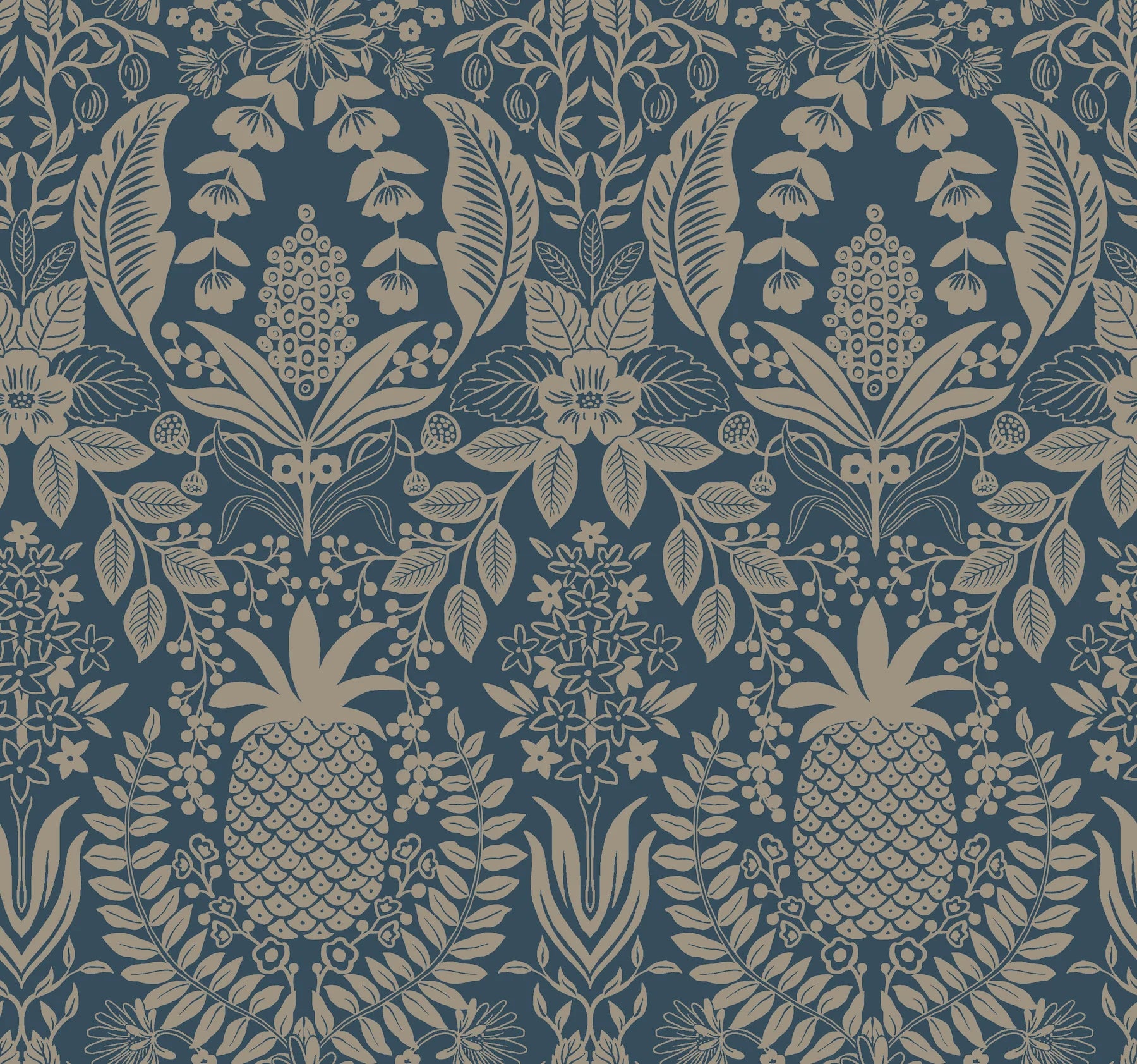 Pineapple Damask Wallpaper