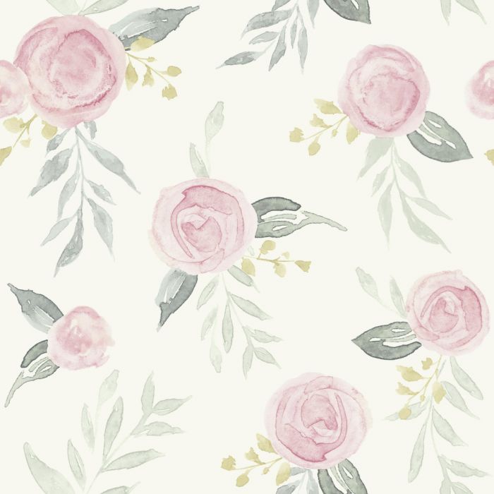 Watercolor Roses Sure Strip Wallpaper MK1125-Exeter Paint Stores