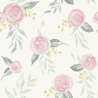 Watercolor Roses Sure Strip Wallpaper MK1125-Exeter Paint Stores