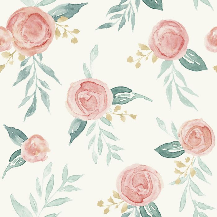 Watercolor Roses Sure Strip Wallpaper MK1126-Exeter Paint Stores