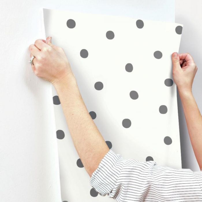 Black Dots Peel and Stick Wallpaper Roll RMK9010WP-Exeter Paint Stores