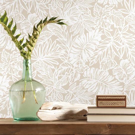 Batik Tropical Leaf Peel and Stick Wallpaper Roll-Exeter Paint Stores