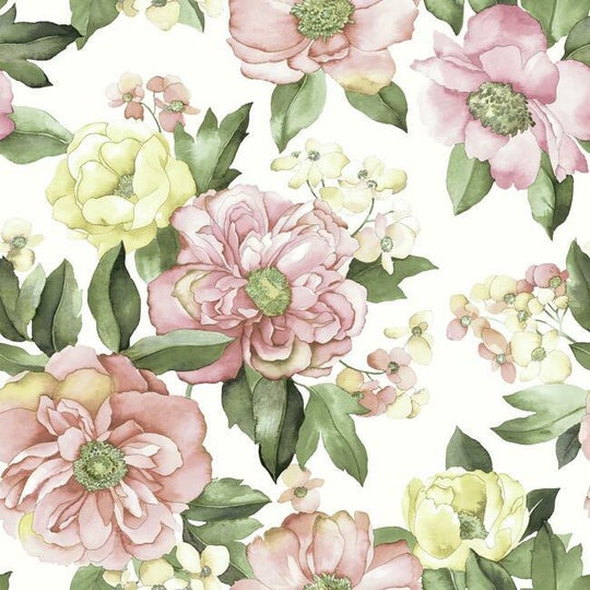 Watercolor Floral Bouqet Peel & Stick Wallpaper