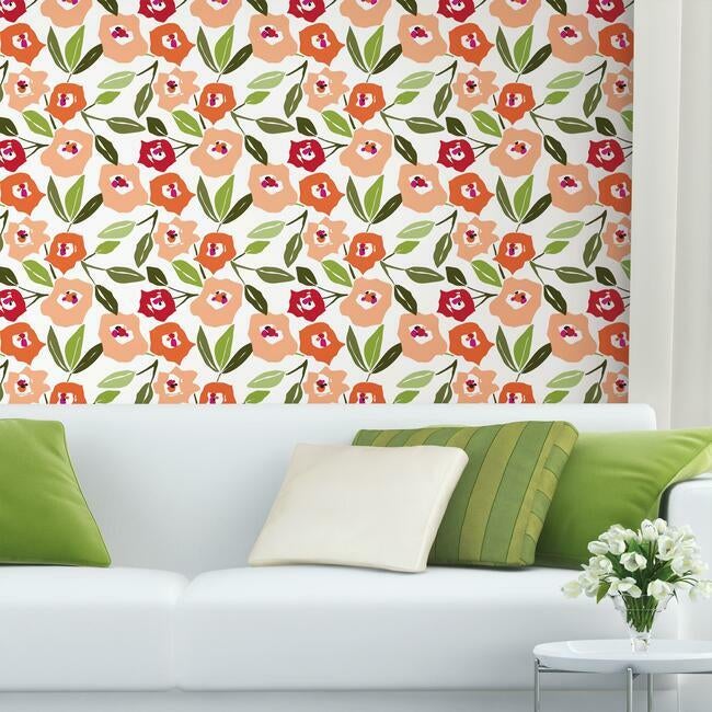 Jane Dixon Block Print Blooms Peel & Stick Wallpaper