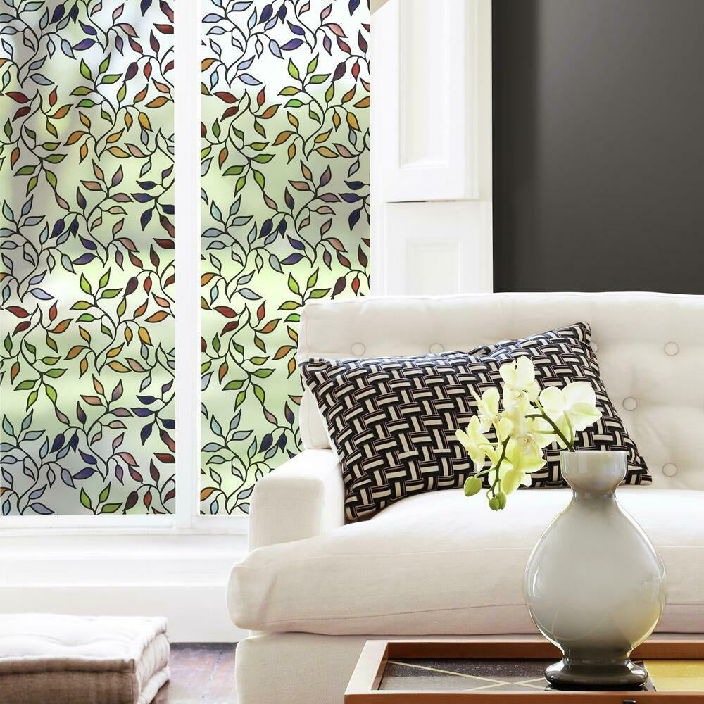 Stained Glass Leaves Window Privacy Film