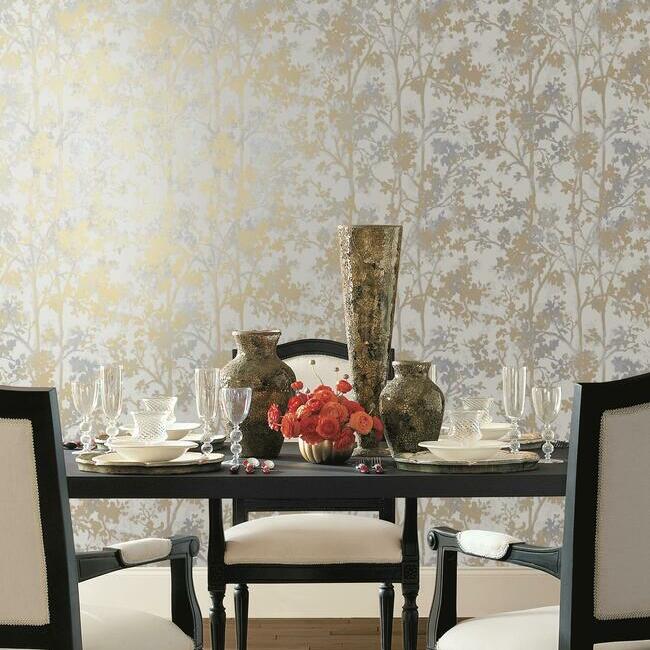 York Shimmering Foliage Wallpaper (Double Roll)
