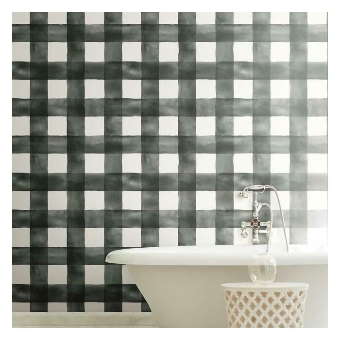 Watercolor Check Sure Strip Wallpaper MH1516-Exeter Paint Stores