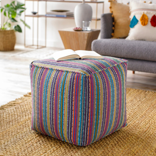 Surya Maya Collection Multi-Color Pouf-Poufs-Exeter Paint Stores