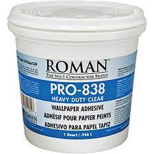 Roman PRO-838 heavy duty clear wallpaper adhesive quart