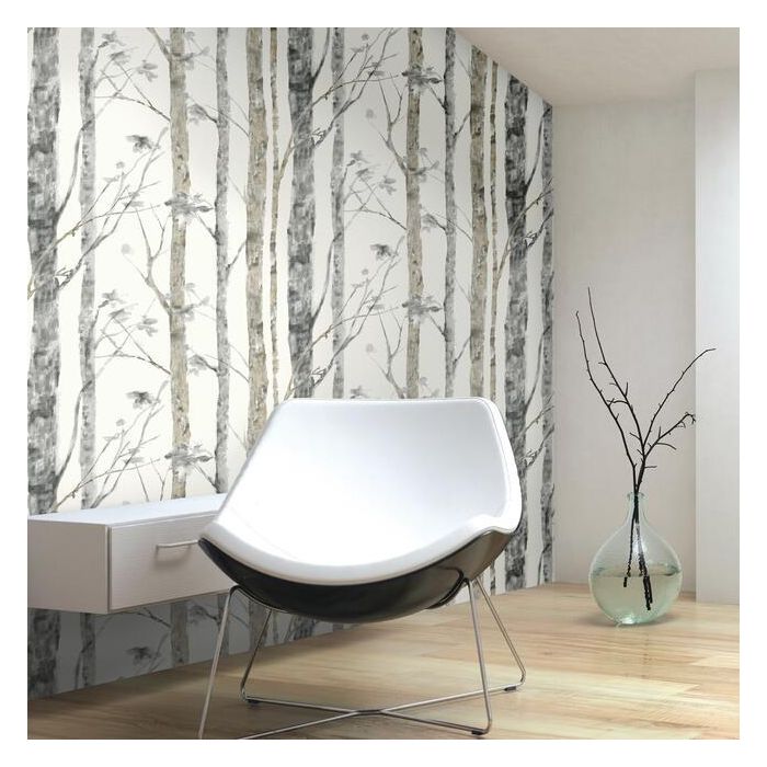 Birch Trees Peel and Stick Wallpaper Roll RMK9047WP-Exeter Paint Stores